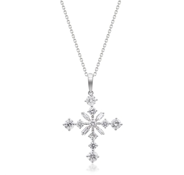 14K Gold Diamond Cross Pendant with Chain