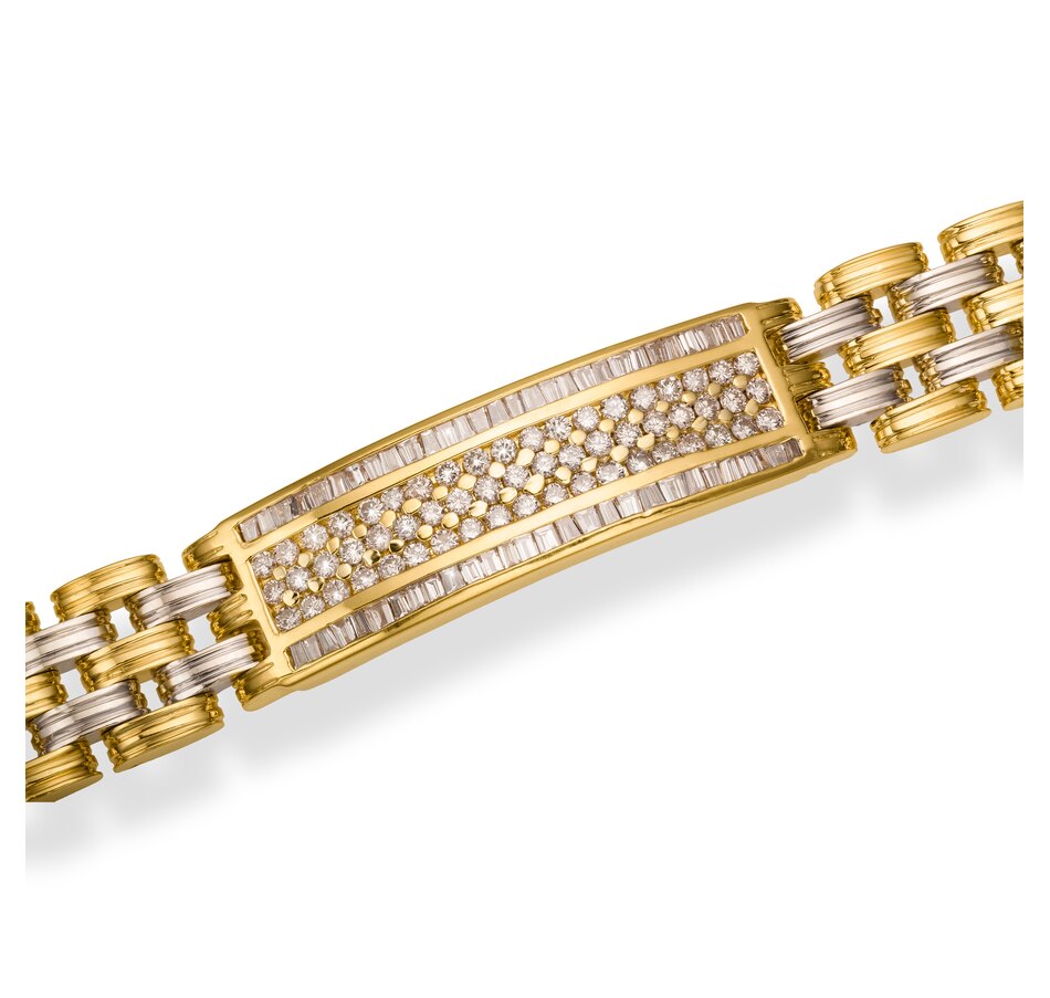 Image 722461_ALTMORE1.jpg, Product 722-461 / Price $9,995.00, Estate Originals 14K Yellow and White Gold Custom Made 8" Fancy Design ID Bracelet with Baguette and Round Brilliant Cut Diamonds from Estate Originals on TSC.ca's Jewellery department