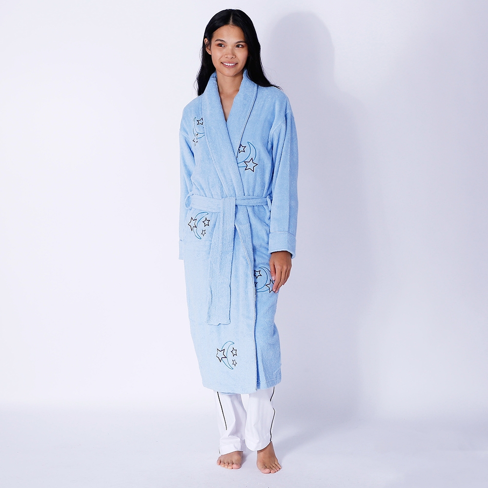 SmartSilk Ladies Cotton Terry Bathrobe Moon & Stars - TSC.ca
