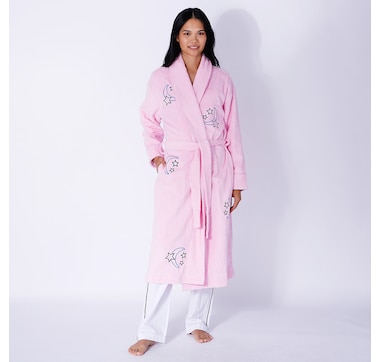 SmartSilk Ladies Cotton Terry Bathrobe Moon &amp; Stars