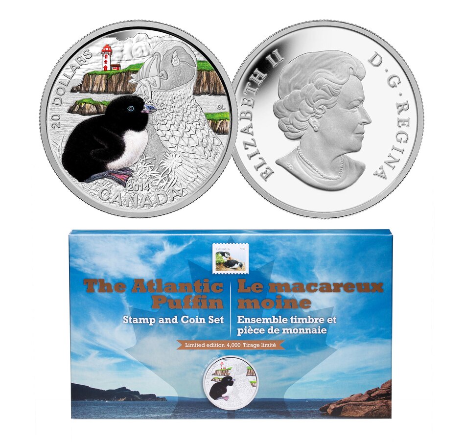 Image 722638.jpg, Product 722-638 / Price $99.95, $20 Baby Puffin Fine Silver Coin and Stamp Set from Royal Canadian Mint (RCM) on TSC.ca's Coins department