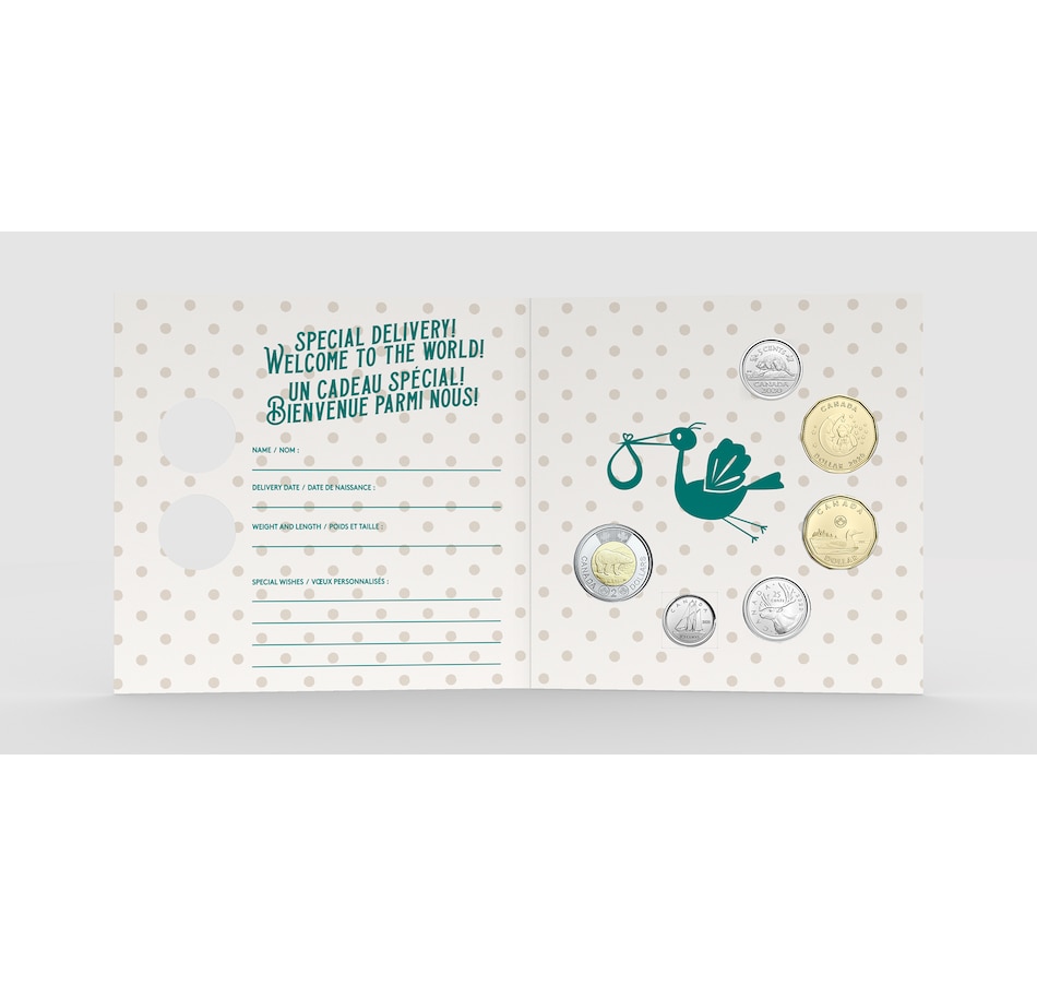 Image 722639_ALTMORE1.jpg, Product 722-639 / Price $39.95, 2020 Baby Numismatic Uncirculated Gift Set - Six Coins, Including Unique Baby Dollar from Royal Canadian Mint (RCM) on TSC.ca's Coins department
