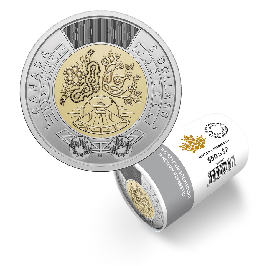 Image 722654.jpg, Product 722-654 / Price $79.95, 2023 $2 Special Wrap Roll Classic Engraved Version Celebrating National Indigenous Peoples Day from Royal Canadian Mint (RCM) on TSC.ca's Coins department