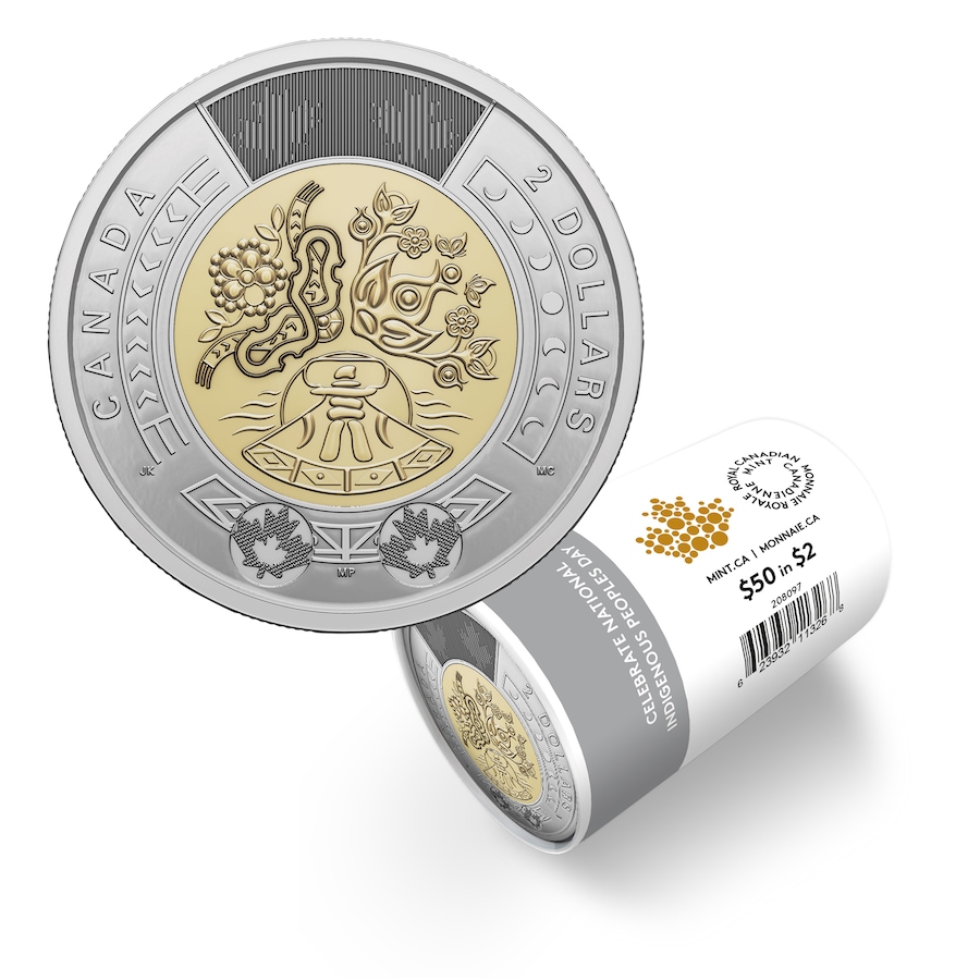 Image 722654.jpg, Product 722-654 / Price $99.95, 2023 $2 Special Wrap Roll Classic Engraved Version Celebrating National Indigenous Peoples Day from Royal Canadian Mint (RCM) on TSC.ca's Coins department