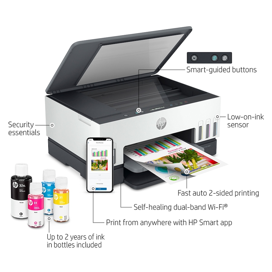 Image 722689_ALTMORE8.jpg, Product 722-689 / Price $399.99, HP Smart Tank 6001 All-in-One Wireless Colour Printer from HP - Hewlett Packard on TSC.ca's Electronics department