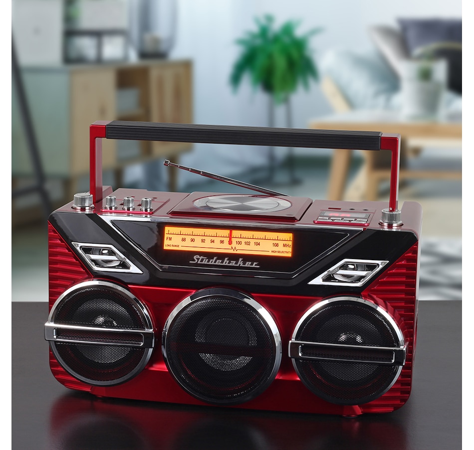 Studebaker Bluetooth Boombox with FM Radio, CD Player, 10 watts