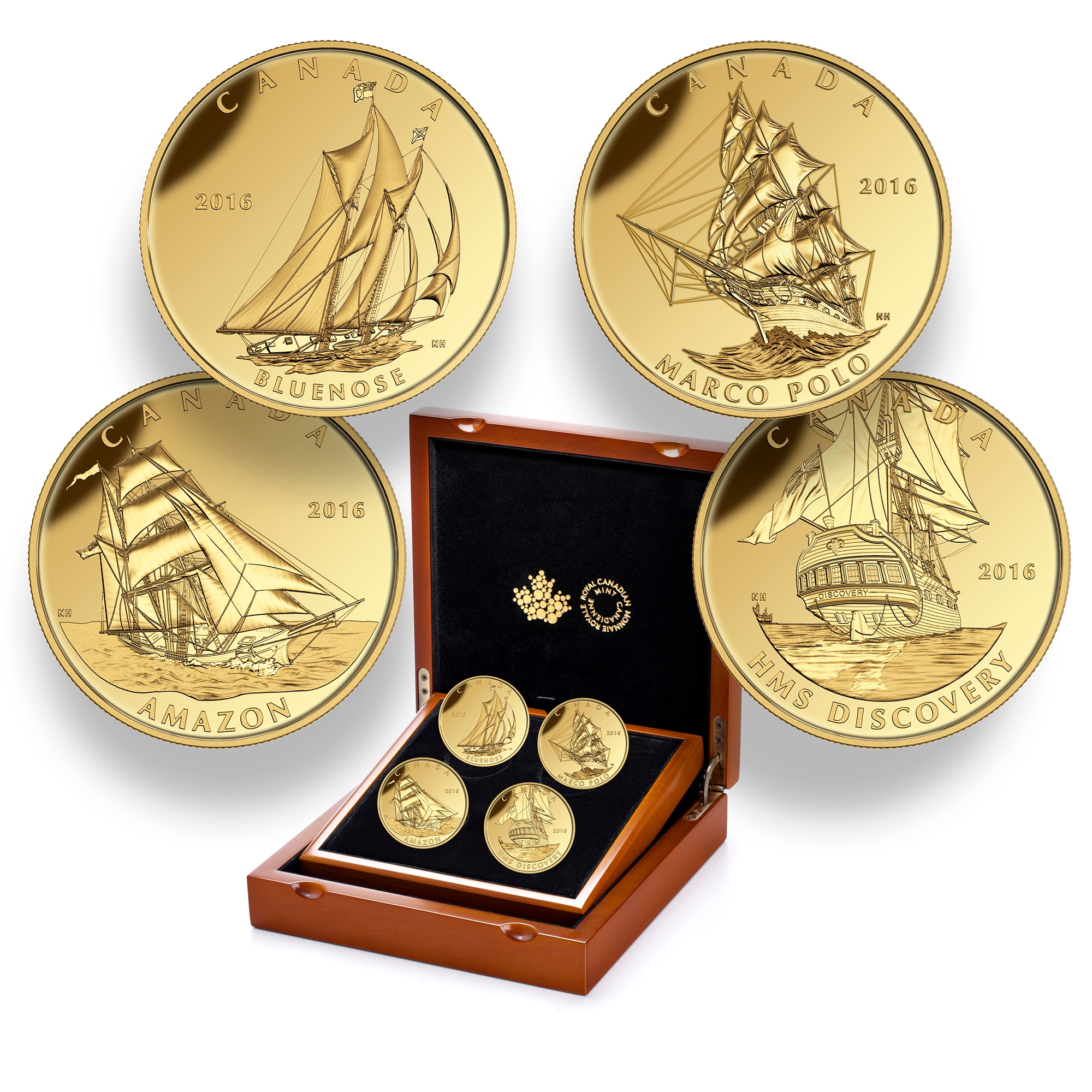 2016 $200 Fine Gold Tall Ships Series Complete Four Coin Set in