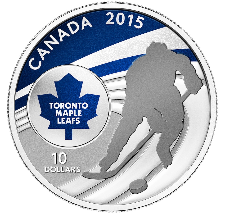 Image 722752.jpg, Product 722-752 / Price $79.95, 2015 $10 Fine Silver Coin: Toronto Maple Leafs from Royal Canadian Mint (RCM) on TSC.ca's Coins department