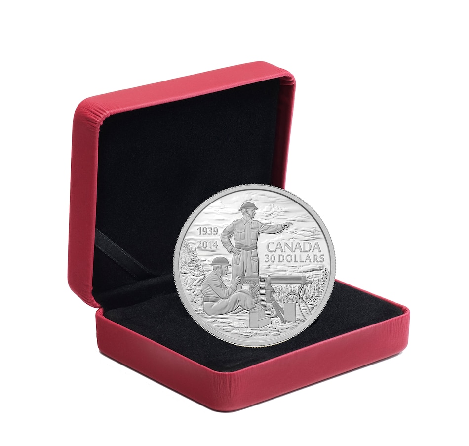 Image 722769_ALTMORE2.jpg, Product 722-769 / Price $169.50, 1939-2014 $30 Proof Fine Silver Coin 75th Anniversary of the Declaration of the Second World War from Royal Canadian Mint (RCM) on TSC.ca's Coins department