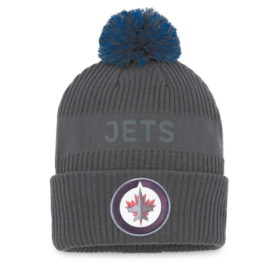Image 722883.jpg, Product 722-883 / Price $39.99, Men's Winnipeg Jets Charcoal Authentic Pro Home Ice Cuffed Knit Hat with Pom from Fanatics on TSC.ca's Sports department