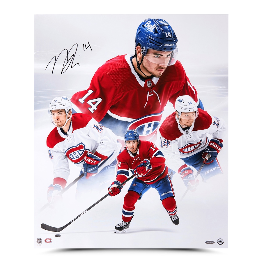 Image 722952.jpg, Product 722-952 / Price $674.99, Upper Deck Authenticated Autographed Nick Suzuki Montreal Canadiens Unframed Montreal Collage 20" x 24" Photo from Upper Deck on TSC.ca's Sports department