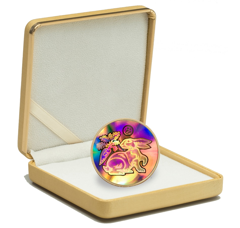 Image 723068.jpg, Product 723-068 / Price $1,288.88, 2011 $150 Year of the Rabbit  Hologram Gold Coin from Royal Canadian Mint on TSC.ca's Coins department