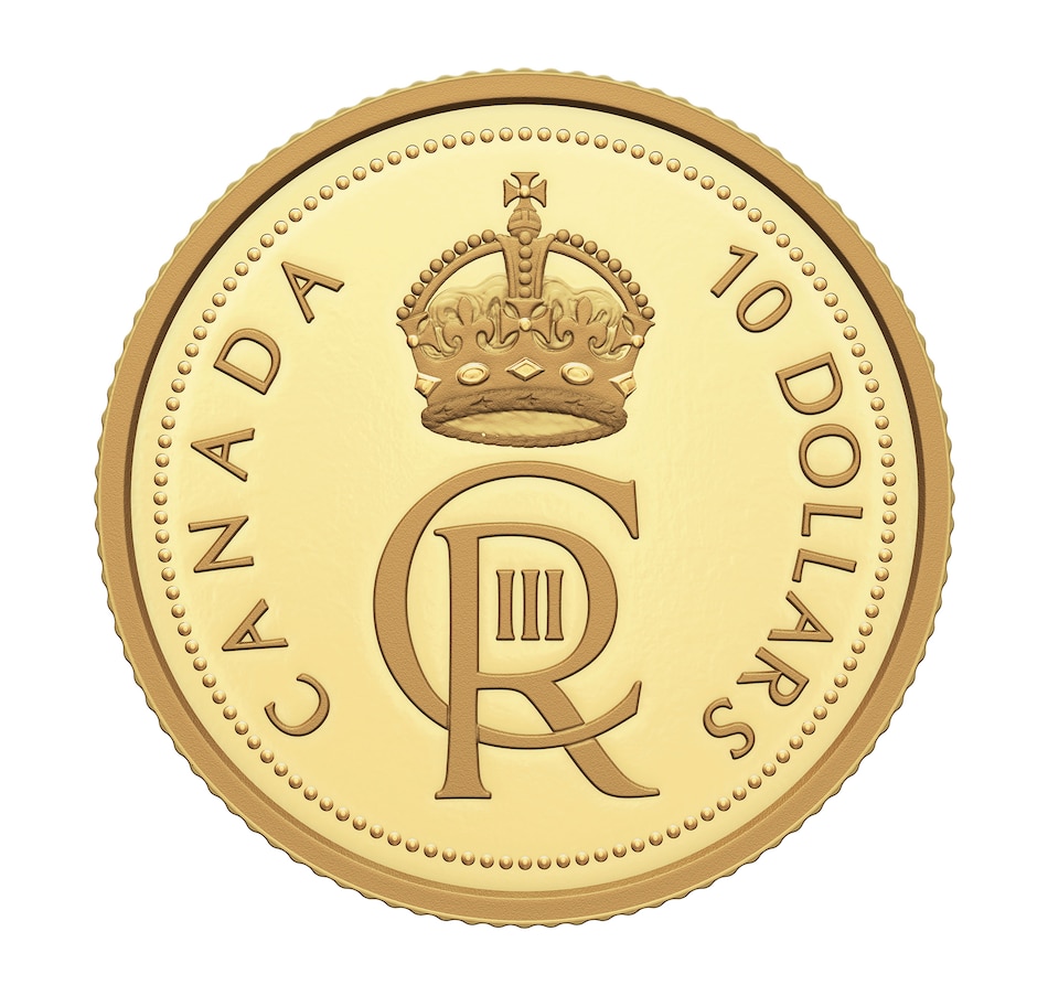 Image 723111.jpg, Product 723-111 / Price $289.95, 2023 $10 Fine Gold Coin King Charles III Royal Cypher from Royal Canadian Mint on TSC.ca's Coins department