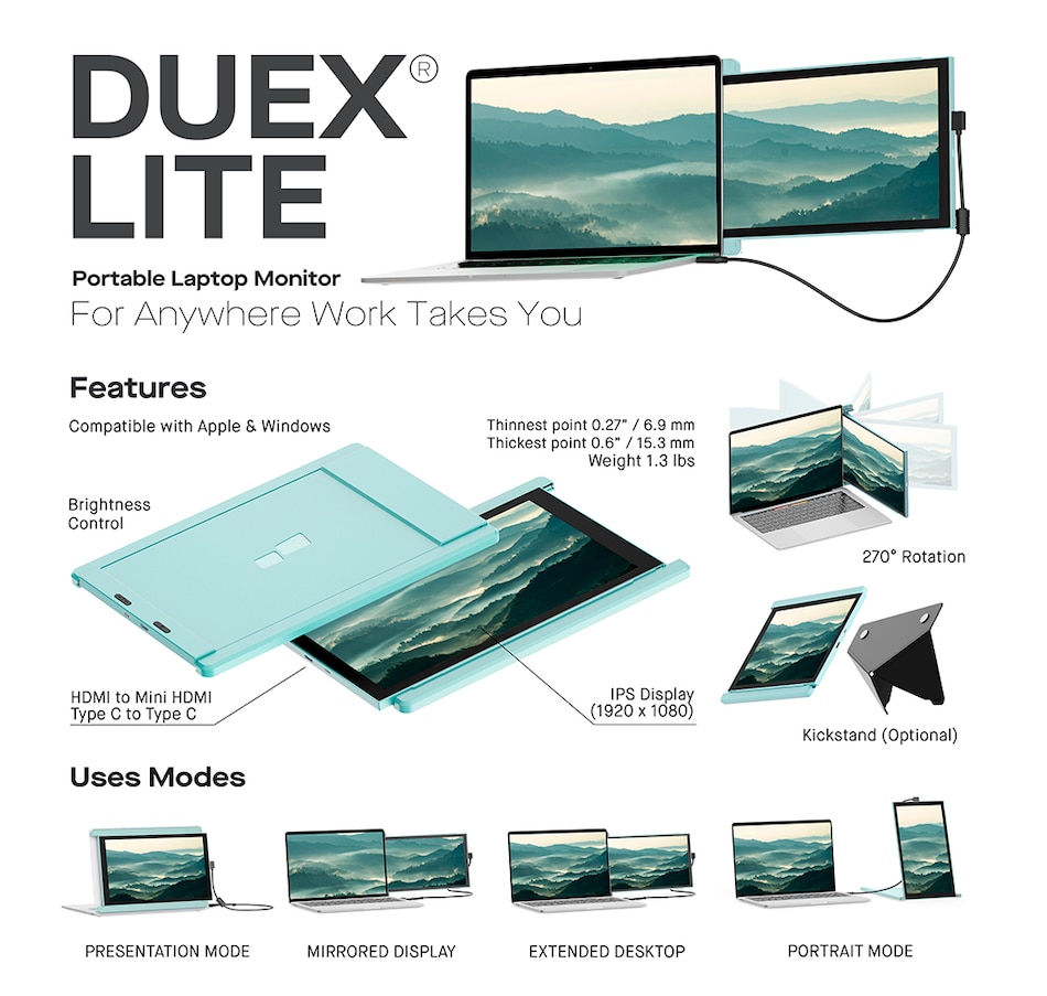 Image 723124_ALTMORE1.jpg, Product 723-124 / Price $369.99, Mobile Pixels Duex Lite 12.5" Monitor (mint) from Mobile Pixels on TSC.ca's Electronics department