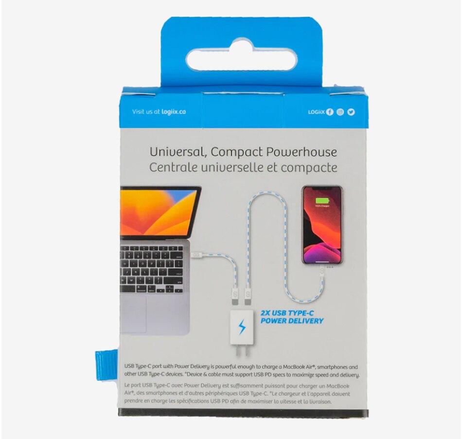 Image 723183_ALTMORE2.jpg, Product 723-183 / Price $64.99, Logiix Power Plus 45W Duo USB-C Wall Charger from Logiix on TSC.ca's Electronics department