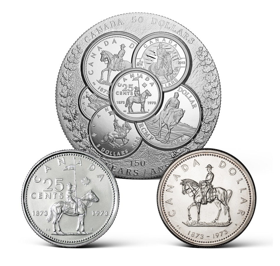 Image 723534.jpg, Product 723-534 / Price $649.95, 2023 $50 RCMP 150th Anniversary with Exclusive Bonus RCMP Silver Dollar and Quarter from Royal Canadian Mint (RCM) on TSC.ca's Coins department