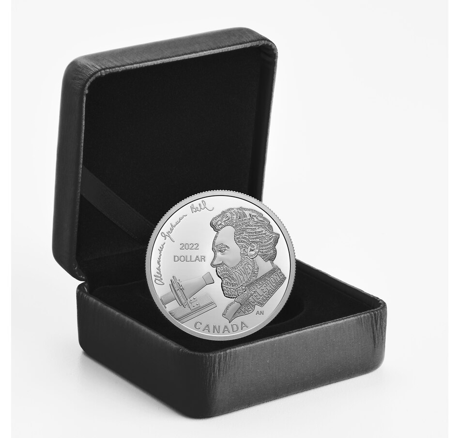 Image 723537_ALTMORE3.jpg, Product 723-537 / Price $69.95, 2022 Proof Silver Dollar of Alexander Graham Bell plus Exclusive Bonus Mint-Condition 1947 Bell Postage Stamp from Royal Canadian Mint (RCM) on TSC.ca's Coins department