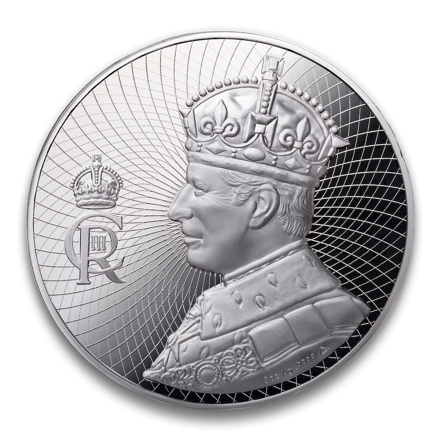 Image 723540_ALTMORE1.jpg, Product 723-540 / Price $999.95, King Charles III Five-Ounce Silver Coronation Medallion plus Bonus 2023 $5 King Charles III Royal Cypher Coin from Canadian Heritage Mint on TSC.ca's Coins department