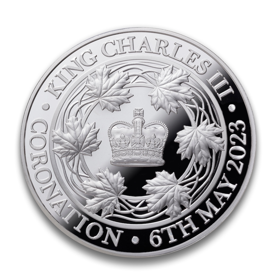 Image 723540_ALTMORE2.jpg, Product 723-540 / Price $999.95, King Charles III Five-Ounce Silver Coronation Medallion plus Bonus 2023 $5 King Charles III Royal Cypher Coin from Canadian Heritage Mint on TSC.ca's Coins department