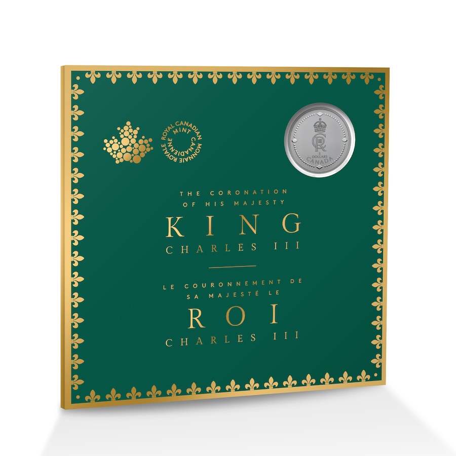 Image 723540_ALTMORE6.jpg, Product 723-540 / Price $999.95, King Charles III Five-Ounce Silver Coronation Medallion plus Bonus 2023 $5 King Charles III Royal Cypher Coin from Canadian Heritage Mint on TSC.ca's Coins department