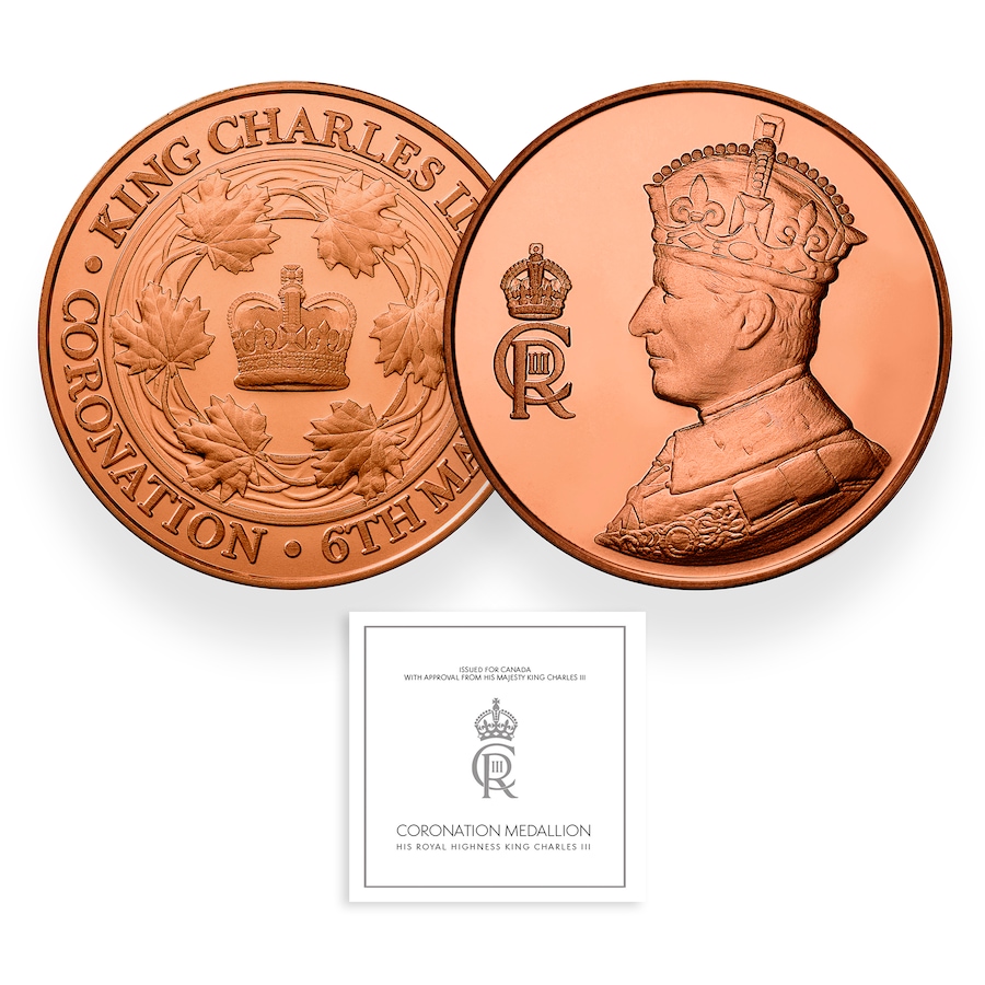 Image 723544.jpg, Product 723-544 / Price $19.95, King Charles III Bronze Coronation Medallion from Canadian Heritage Mint on TSC.ca's Coins department