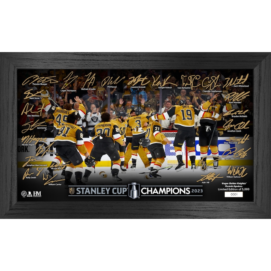Image 723809.jpg, Product 723-809 / Price $89.99, Vegas Golden Knights 2023 NHL Stanley Cup Champions Signature Celebration Pano Frame from Highland Mint on TSC.ca's Sports department