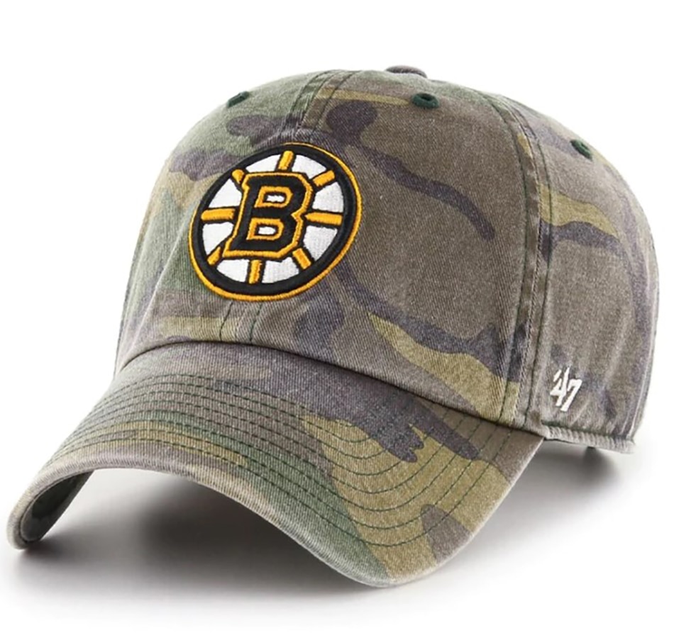 Image 723842.jpg, Product 723-842 / Price $39.99, Boston Bruins NHL Green Camo Clean Up Cap from Fanatics on TSC.ca's Sports department