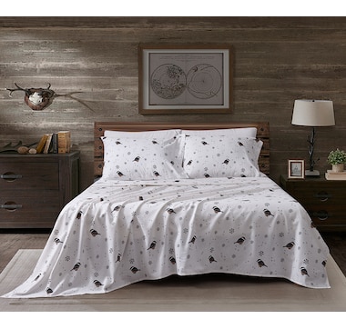 New Seasons Collection Flannel Printed Sheet Set (Chickadees or Nordic Winter)