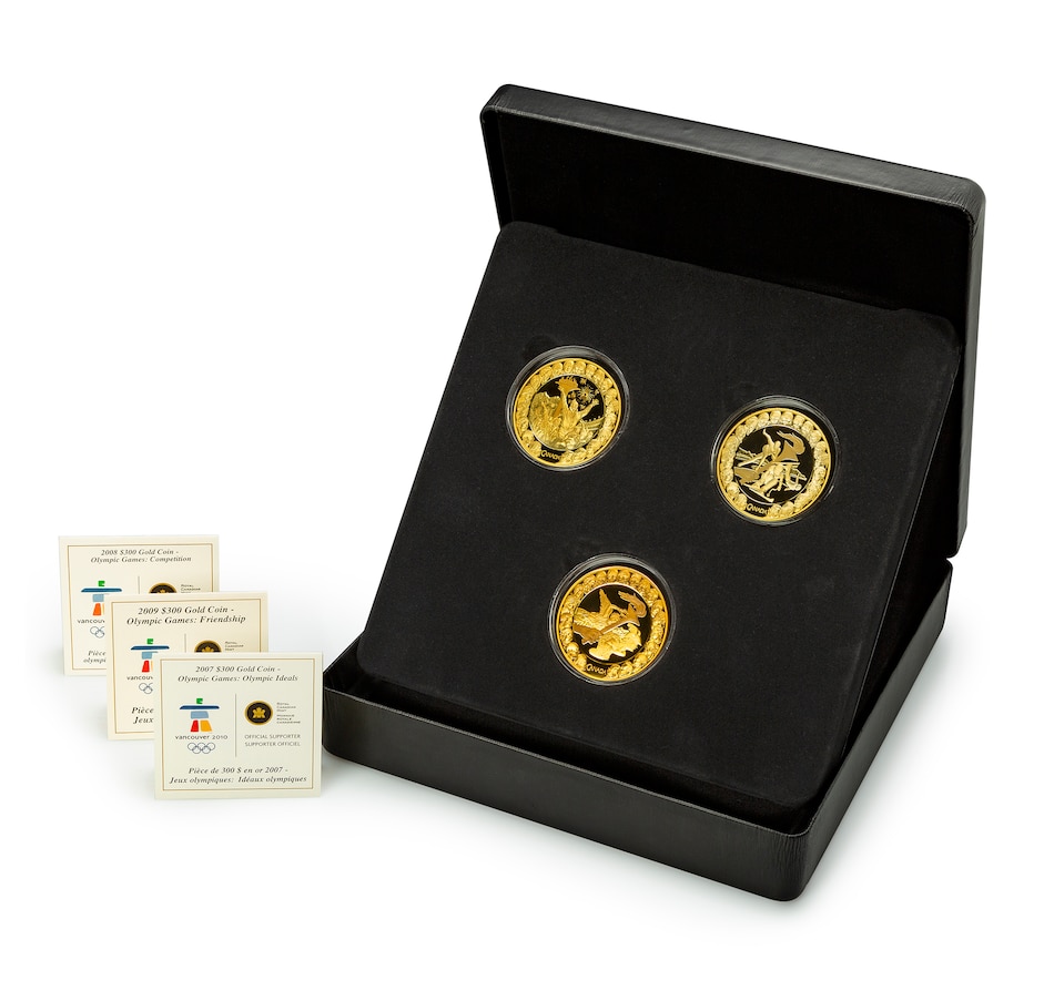 Image 724031.jpg, Product 724-031 / Price $12,995.00, 2010 $300 Olympic Games Three Gold Coin Set from Royal Canadian Mint on TSC.ca's Coins department
