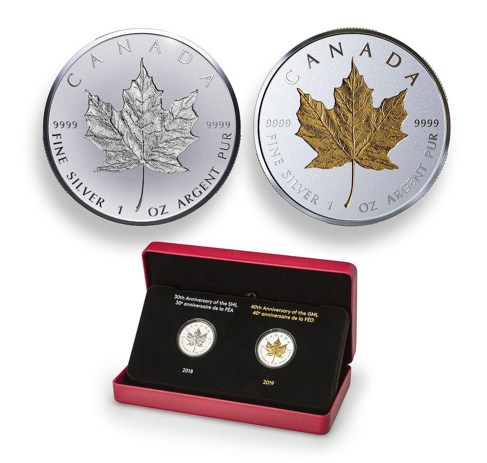 Image 724045.jpg, Product 724-045 / Price $699.95, 2018–2019 30th Anniversary of the Silver Maple Leaf (2-coin set in fine silver) from Royal Canadian Mint (RCM) on TSC.ca's Coins department