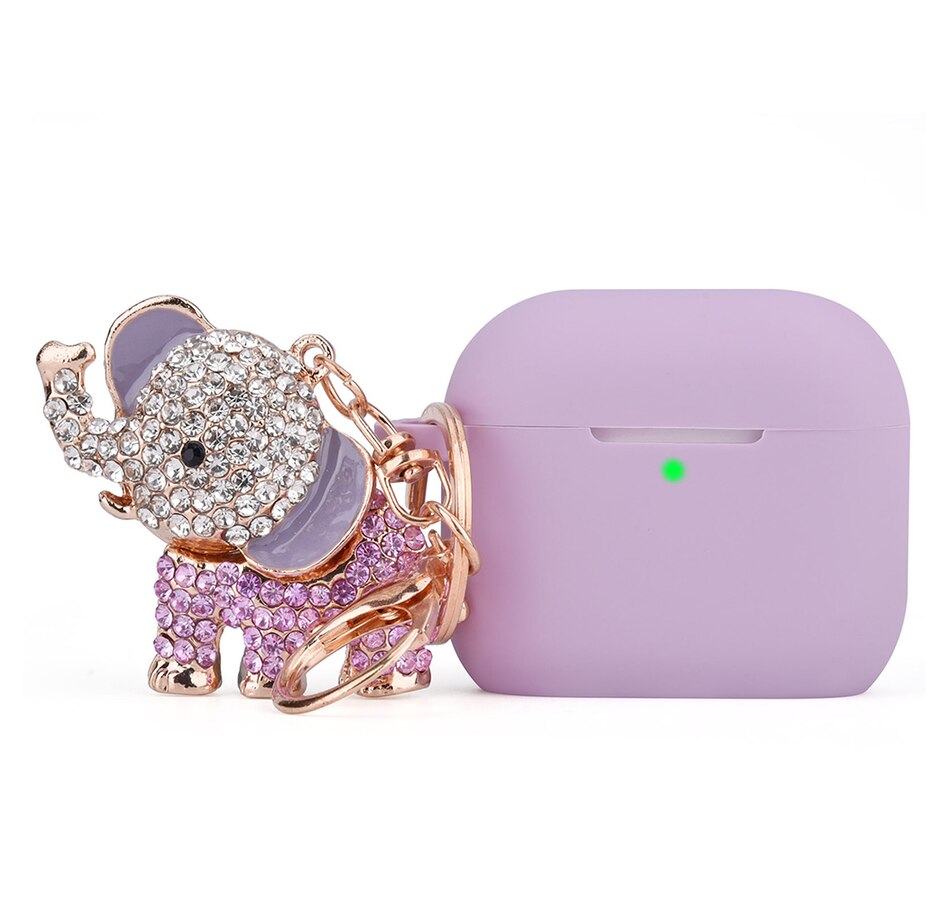 Image 724089_PUR.jpg, Product 724-089 / Price $25.99, Worryfree Gadgets Silicone Case for Apple AirPods 3 (3rd generation) with Bling Elephant Keychain from WFG on TSC.ca's Electronics department