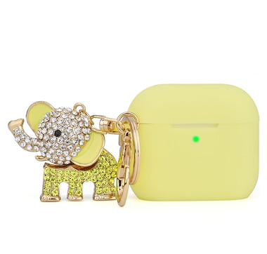 Worryfree Gadgets Silicone Case for Apple AirPods 3 (3rd generation) with Bling Elephant Keychain