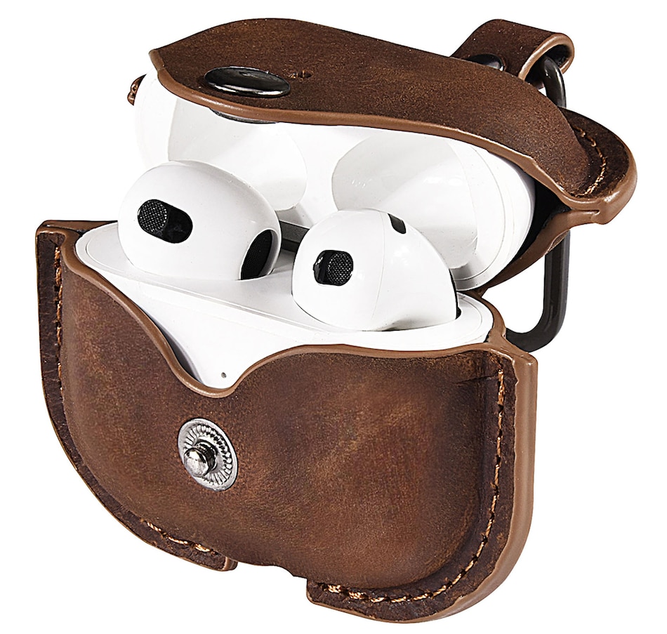 Image 724090.jpg, Product 724-090 / Price $39.99, Worryfree Gadgets Genuine Leather Case for Apple AirPods 3 (3rd generation) with Metal Keychain from WFG on TSC.ca's Electronics department