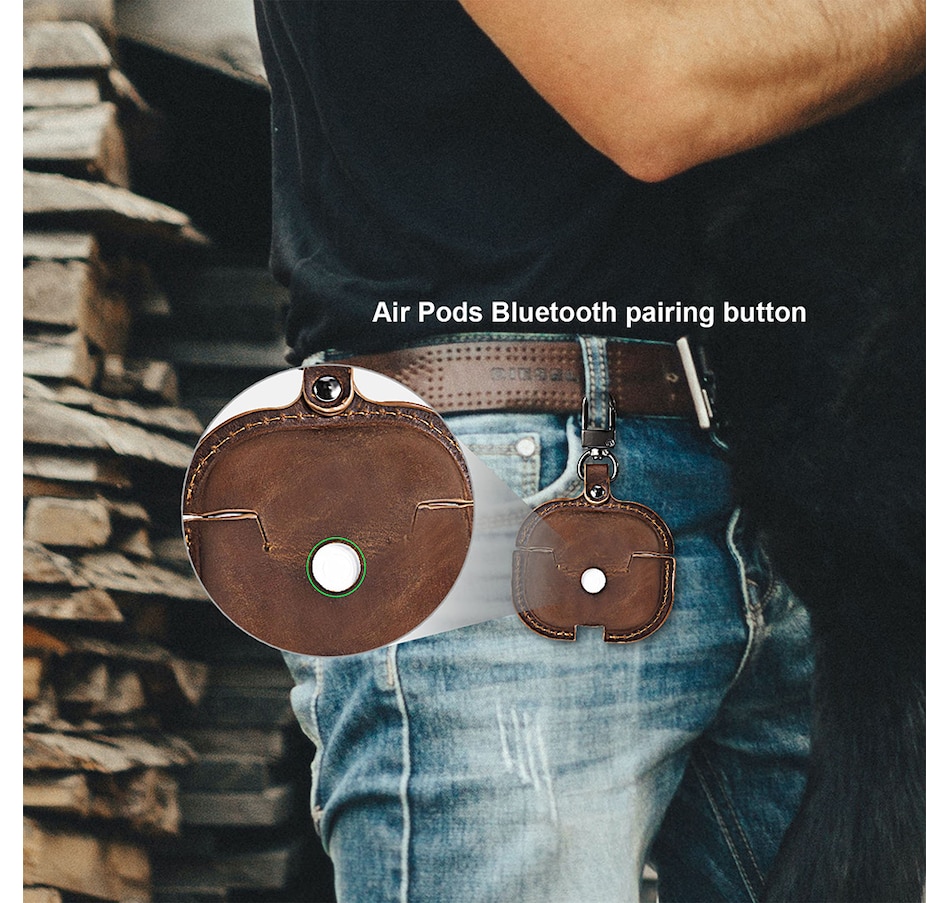 Image 724090_ALTMORE2.jpg, Product 724-090 / Price $39.99, Worryfree Gadgets Genuine Leather Case for Apple AirPods 3 (3rd generation) with Metal Keychain from WFG on TSC.ca's Electronics department