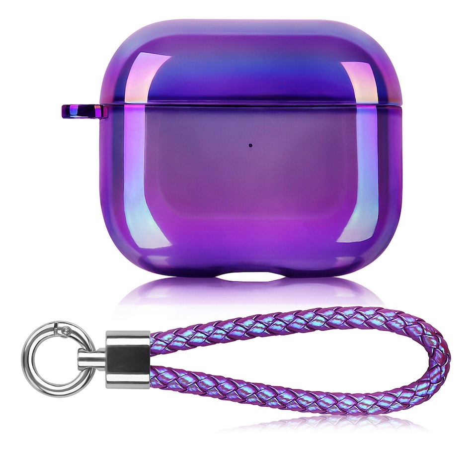 Image 724093_PUR.jpg, Product 724-093 / Price $21.99, Worryfree Gadgets Shiny Clear Case for Apple AirPods 3 (3rd generation) with Keychain from WFG on TSC.ca's Electronics department