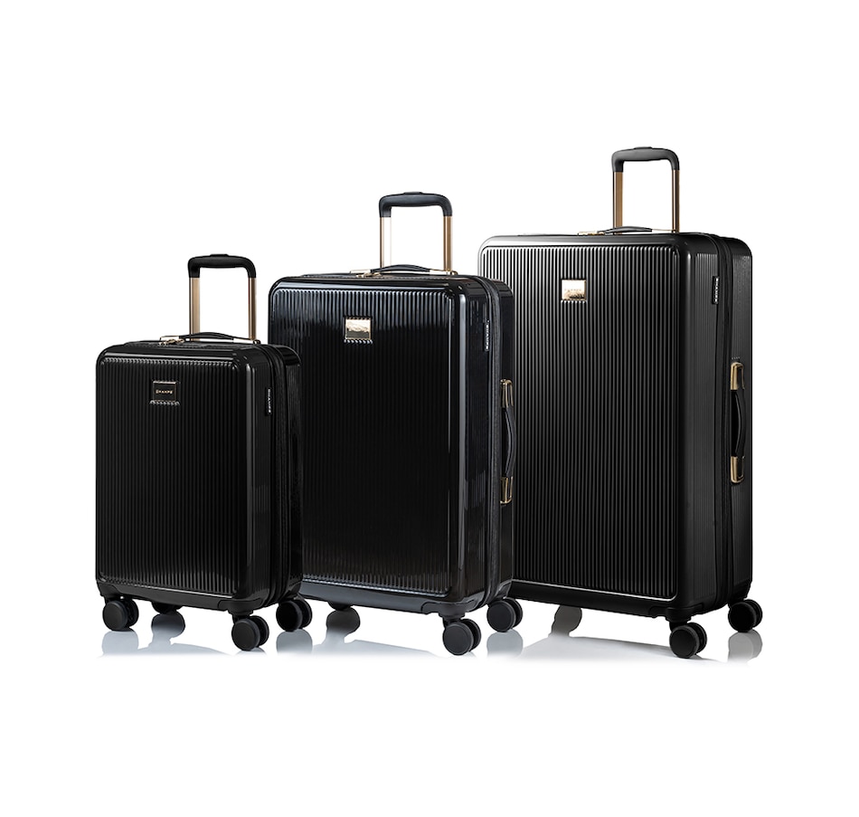 Image 724343_BLK.jpg, Product 724-343 / Price $449.99, Champs Luggage Luxe Collection 3-Piece Hard-Side Spinner Expandable Luggage Set from Champs on TSC.ca's Home & Garden department