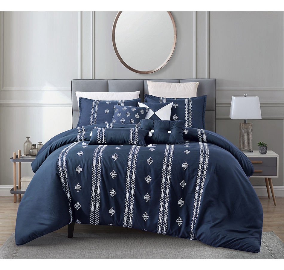 Image 724346_BLU.jpg, Product 724-346 / Price $125.00 - $134.00, Lady Sandra Belfast 7-Piece Bedding Comforter Set from Lady Sandra on TSC.ca's Home & Garden department