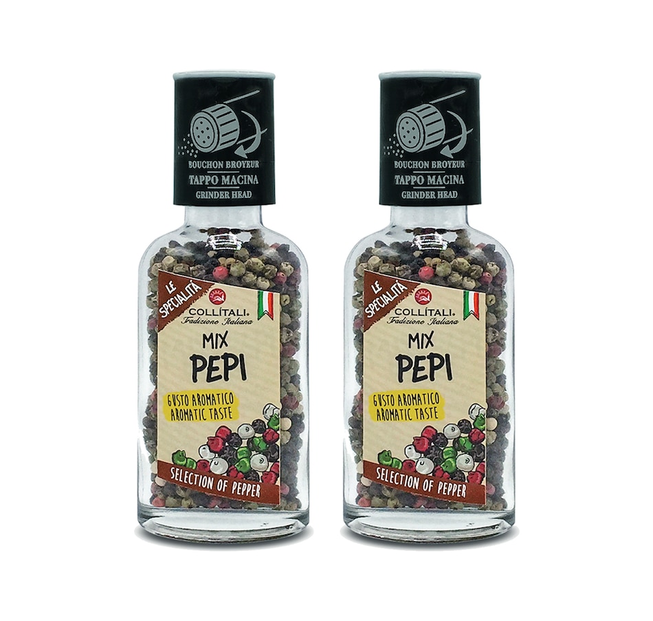Image 724573.jpg, Product 724-573 / Price $26.99, Collitali Mixed Peppercorns With Grinder Cap, 45g (2-Pack) from Collitali on TSC.ca's Kitchen department