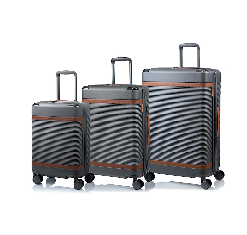 Image 724725_GRY.jpg, Product 724-725 / Price $699.99, Champs Luggage Vintage III Collection 3-Piece Hard Side Spinner Expandable Luggage Set from Champs on TSC.ca's Home & Garden department