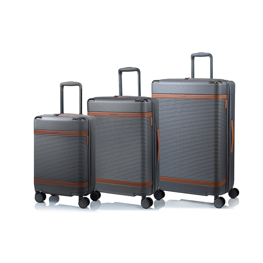 Image 724725_GRY.jpg, Product 724-725 / Price $699.99, Champs Luggage Vintage III Collection 3-Piece Hard Side Spinner Expandable Luggage Set from Champs on TSC.ca's Home & Garden department