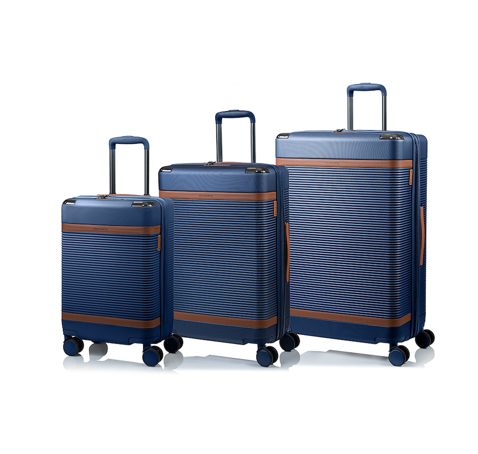 Image 724725_NVY.jpg, Product 724-725 / Price $699.99, Champs Luggage Vintage III Collection 3-Piece Hard Side Spinner Expandable Luggage Set from Champs on TSC.ca's Home & Garden department