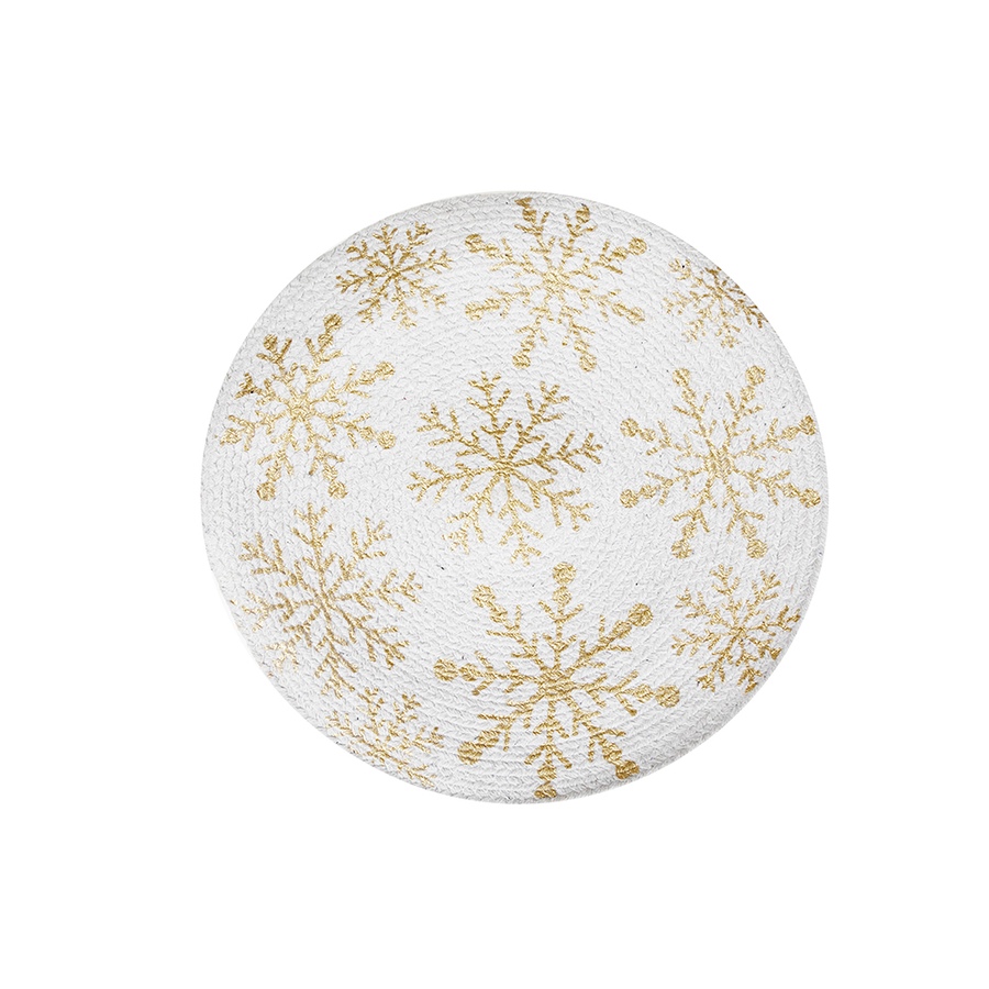 Image 724797.jpg, Product 724-797 / Price $98.00, IH Casa Decor Gold Foil Printed Snowflake Cotton Rope Placemats (Set of 12) from IH Casa Decor on TSC.ca's Kitchen department