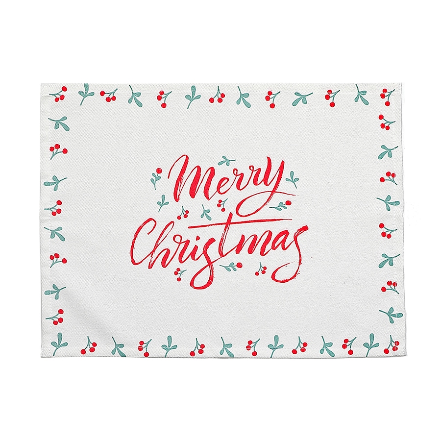 Image 724929.jpg, Product 724-929 / Price $117.00, IH Casa Décor Merry Christmas Holly Berries Border Placemat (set of 12) from IH Casa Decor on TSC.ca's Kitchen department