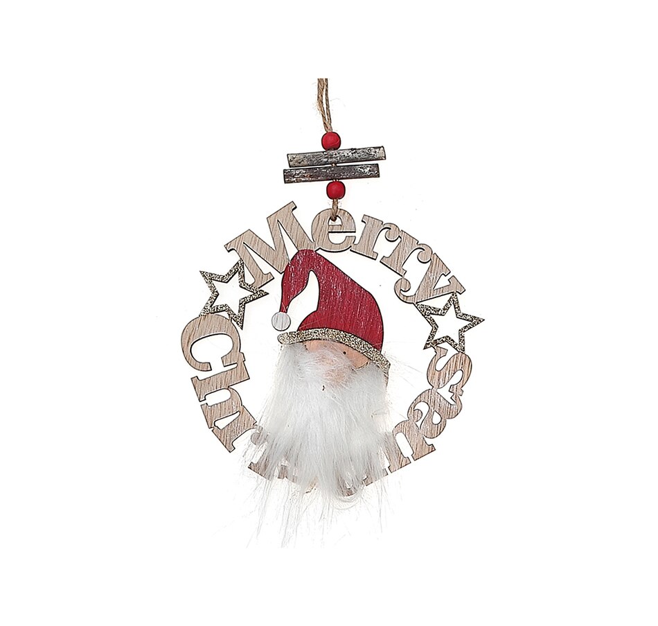Image 724938.jpg, Product 724-938 / Price $11.00, IH Casa Décor 5.75" Merry Christmas Santa Wood Hanger (set of 2) from IH Casa Decor on TSC.ca's Home & Garden department