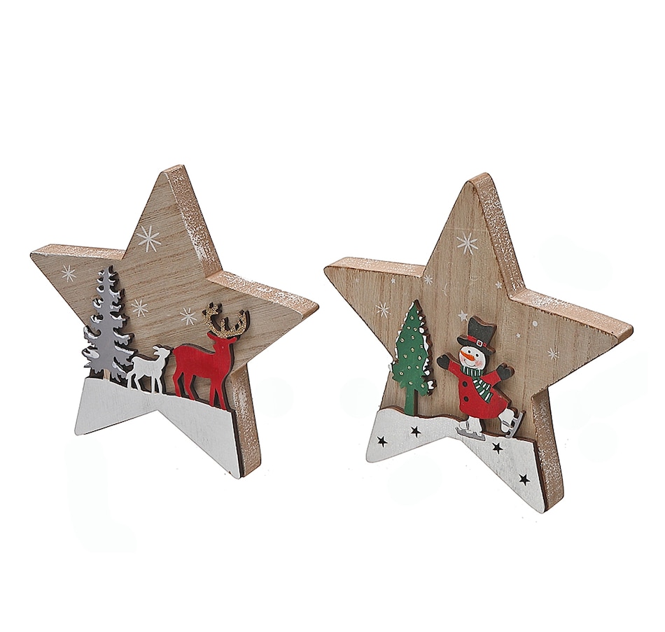 Image 724940.jpg, Product 724-940 / Price $21.00, IH Casa Décor Large Assorted Wooden Tabletop Star Décor (set of 2) from IH Casa Decor on TSC.ca's Home & Garden department