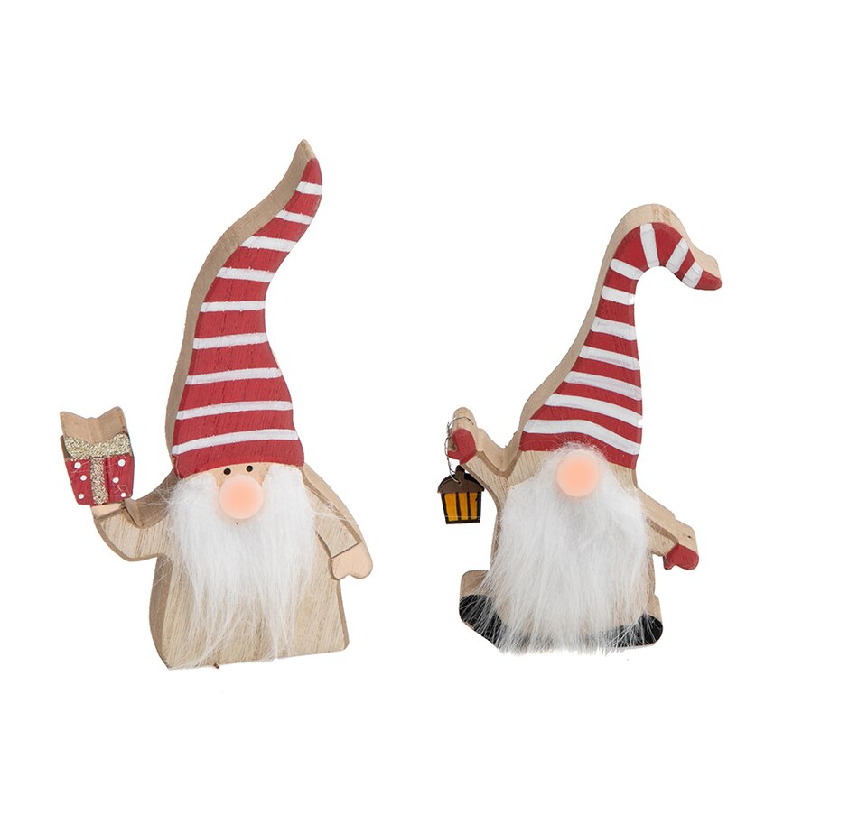 Image 724943.jpg, Product 724-943 / Price $24.00, IH Casa Décor Red Assorted LED Candy-Cane-Striped Wooden Gnome (set of 2) from IH Casa Decor on TSC.ca's Home & Garden department