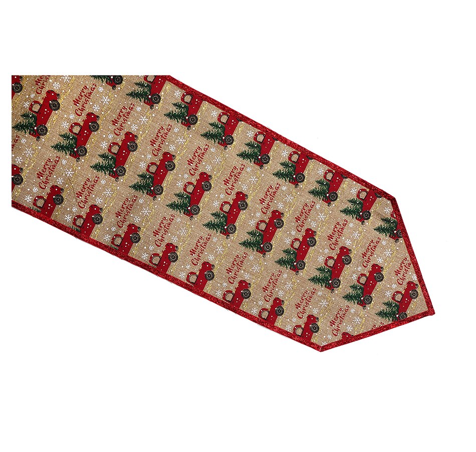 Image 724949.jpg, Product 724-949 / Price $22.00, IH Casa Décor Red Truck with Tree Print Polyester Table Runner from IH Casa Decor on TSC.ca's Home & Garden department