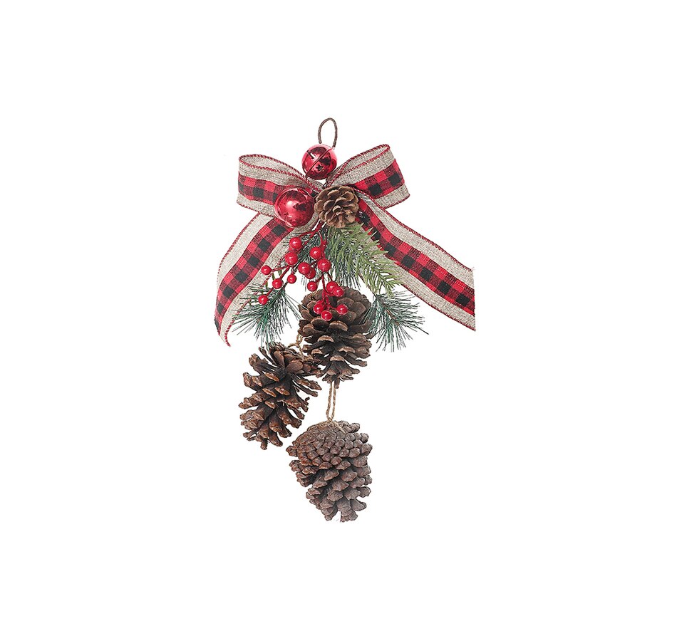 Image 724958.jpg, Product 724-958 / Price $26.00, IH Casa Décor Berry Pinecone with Red Buffalo Bow Door Hanger from IH Casa Decor on TSC.ca's Home & Garden department