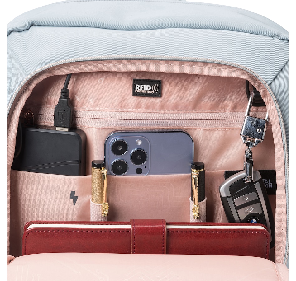 Image 725029_ALTMORE7.jpg, Product 725-029 / Price $169.99, Swissdigital Design Katy Rose Backpack with Apple Find My (teal blue) from Swissdigital on TSC.ca's Home & Garden department