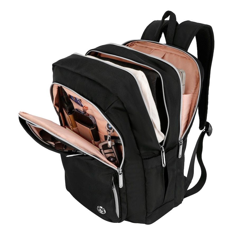 Image 725030_ALTMORE11.jpg, Product 725-030 / Price $169.99, Swissdigital Design Katy Rose Backpack with Apple Find My (rose/black platinum) from Swissdigital on TSC.ca's Home & Garden department